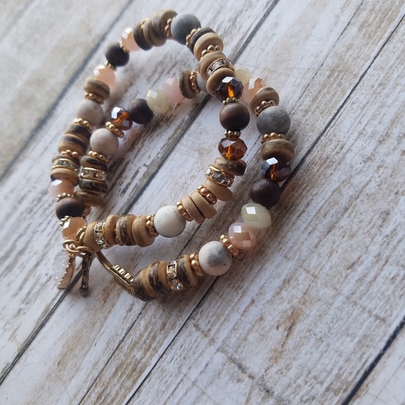 Stone/arrow/druzy stretch bracelet - Picture 3 of 6